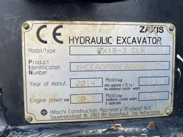 Hitachi ZX18-3 – Image 21